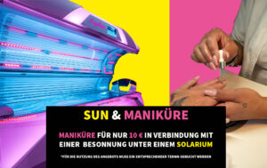 Mit unserem neuen Angebot Sun & Maniküre genießt Du nach Deiner sonnigen Auszeit unter unseren modernen Solarien eine wohltuende Maniküre für nur 10 €.